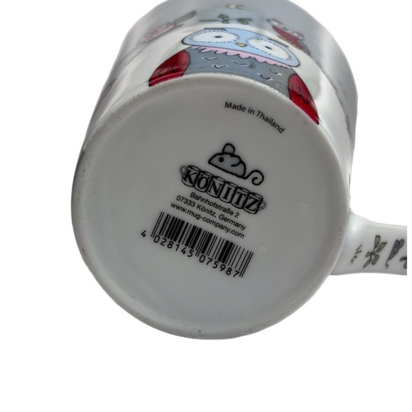 Konitz Owl Design Porcelain Mugs - Set of 2, Gray and White - Picture 6 of 6